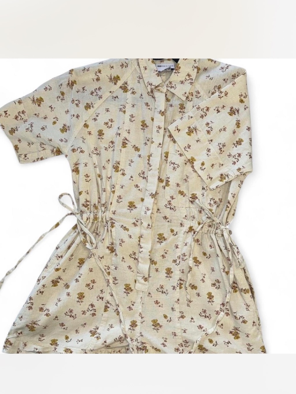 ASOS Cream Floral Tie-Waist Romper